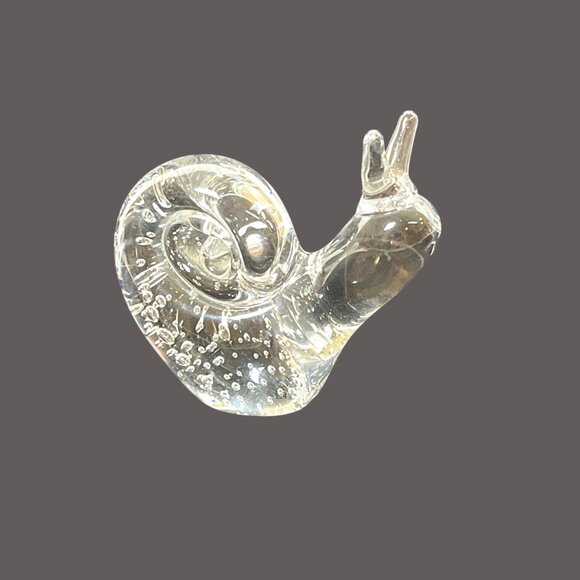Garden Snail Escargot Paperweight Handmade Clear Art Glass Décor figurine VTG - Picture 9 of 9